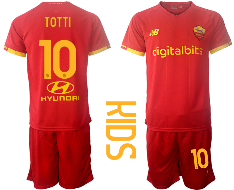Cheap Youth 2021-2022 Club AS Roma home red 10 Soccer Jersey